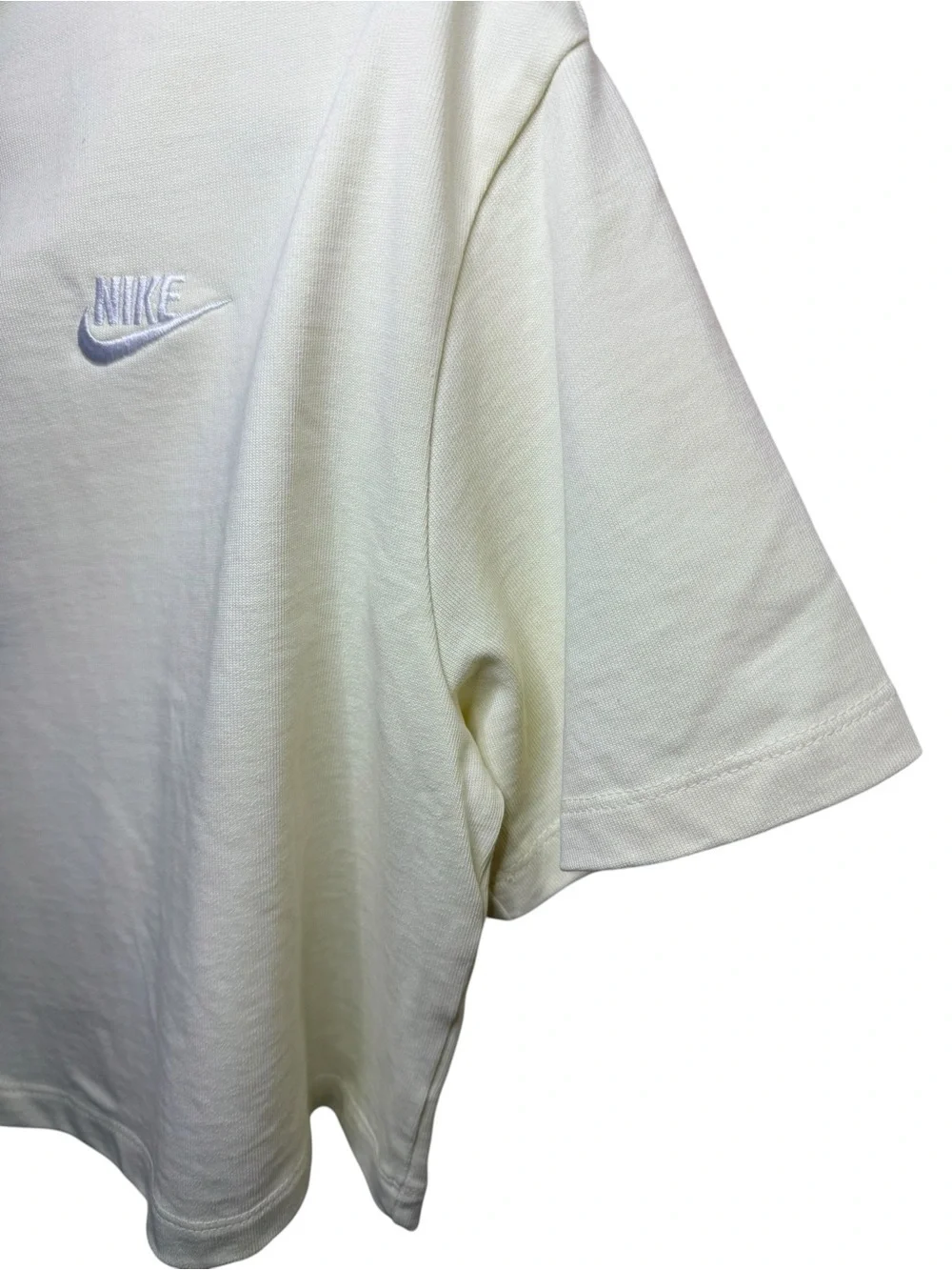 Nike Essential Cropped Tee Light Yellow Embroidered Logo Medium